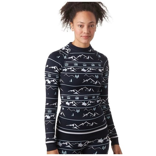 SWEATY BETTY Ski Lift Base Layer Jacquard Navy Blue Sporty Top Shirt Large