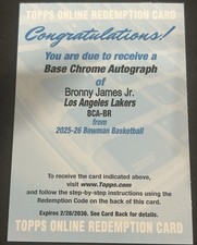 Bronny James Jr 2025-26 Base Chrome Autograph Auto Redemption Los Angeles Lakers