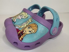 Frozen Disney Crocs Size 4 - 5 Purple Elsa Anna Girls Original