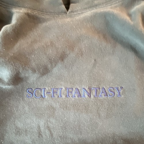 SCI-FI FANTASY Men's Green Pullover Hoodie L Cotton Fleece Embroidered Logo