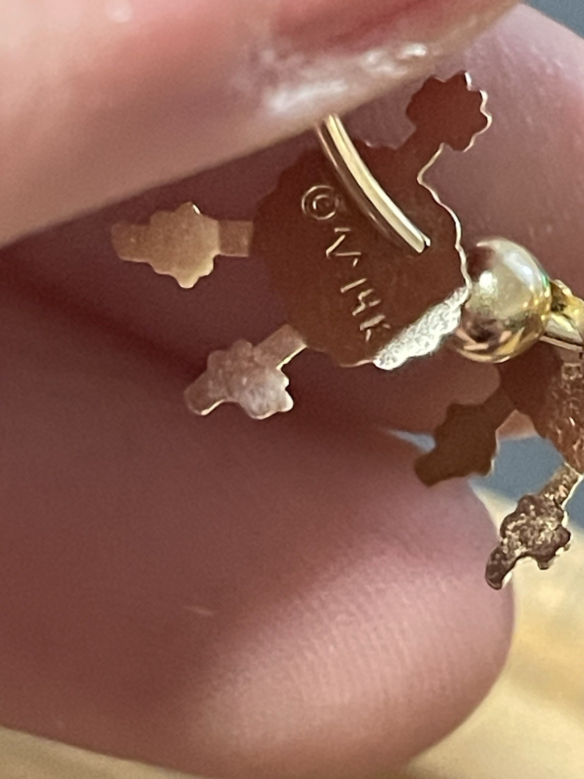 14k Solid Gold Moveable Dangle Poodle Dog Hoops E… - image 10