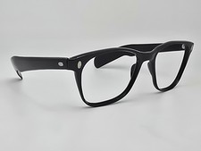 Foster Grant ff77 Gloss Black Square Sunglasses Frame Bayonet Temple Circa 1970