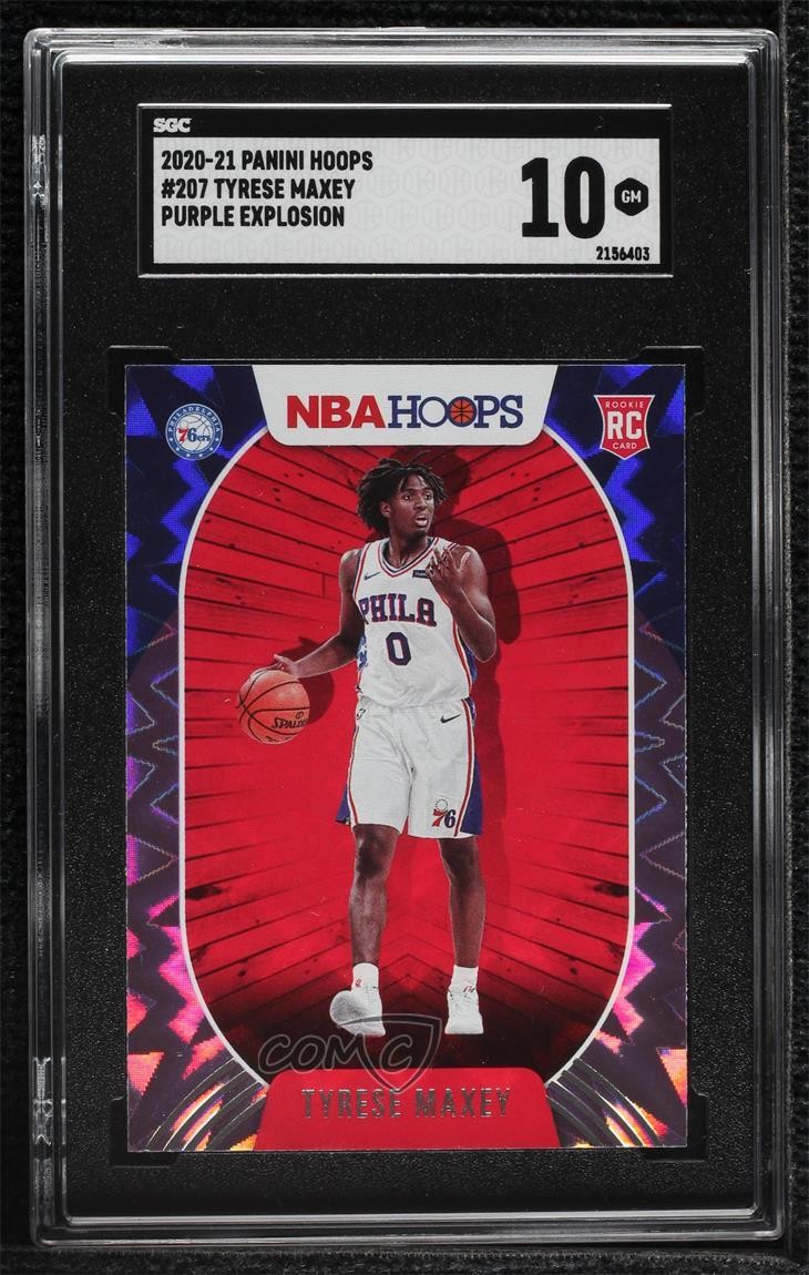 2020-21 Panini NBA Hoops Purple Explosion Tyrese Maxey #207 SGC 10 GEM 0f67