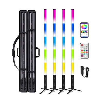4Pack Professional 360 DJ Tube Light Bar Stand with Case Battery Powered IP65...