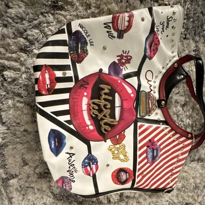Nicole Lee Women's Graphic Print Studded Shoulder Bag Colorful Design