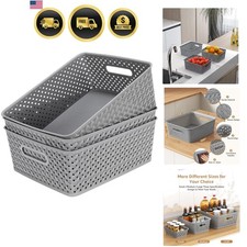 Organization and Storage 3 Packs, Plastic Bins Organizer Bins, Woven Baskets ...