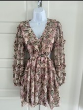 SHEIN Floral Long Sleeve Cut Out Dress Size Small