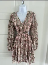 SHEIN Floral Long Sleeve Cut Out Dress Size Small