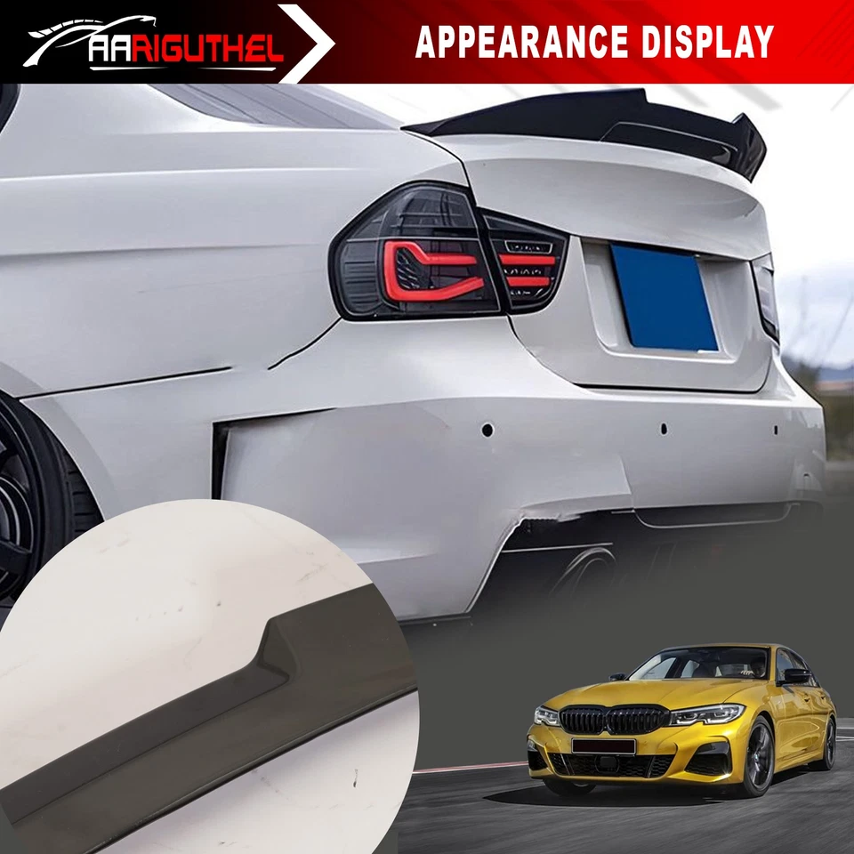 Glossy Black Spoiler Fit 2006-2011 BMW E90 ABS Wicker Bill (Free Ship US) Foto 3 de 4