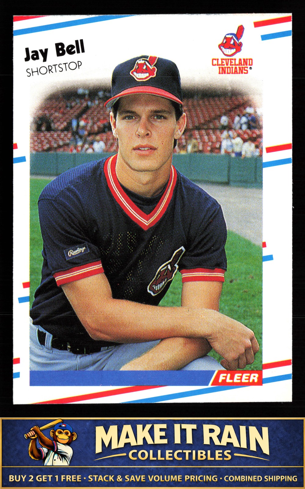 Jay Bell 1988 Fleer #602 Cleveland Indians Baseball