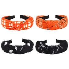 Halloween Headbands for Women Girls Spooky Skull Skeleton Ghost Knotted Headband