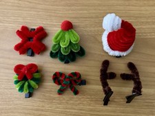 Handmade hair clips, Christmas theme, decoration, 6 hair clips