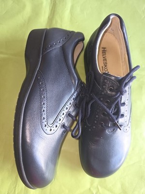 Great Helvesko women's loafers lace-up shoes size 40 leather dark blue Excellent!