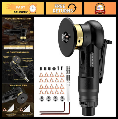 Mini Pneumatic Chamfering Tool - 10 C-Angle & 10 R-Angle Blades, 30000 RPM for M