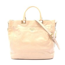Prada Glace’Calf Leather Tote Bag Women Beige One Size