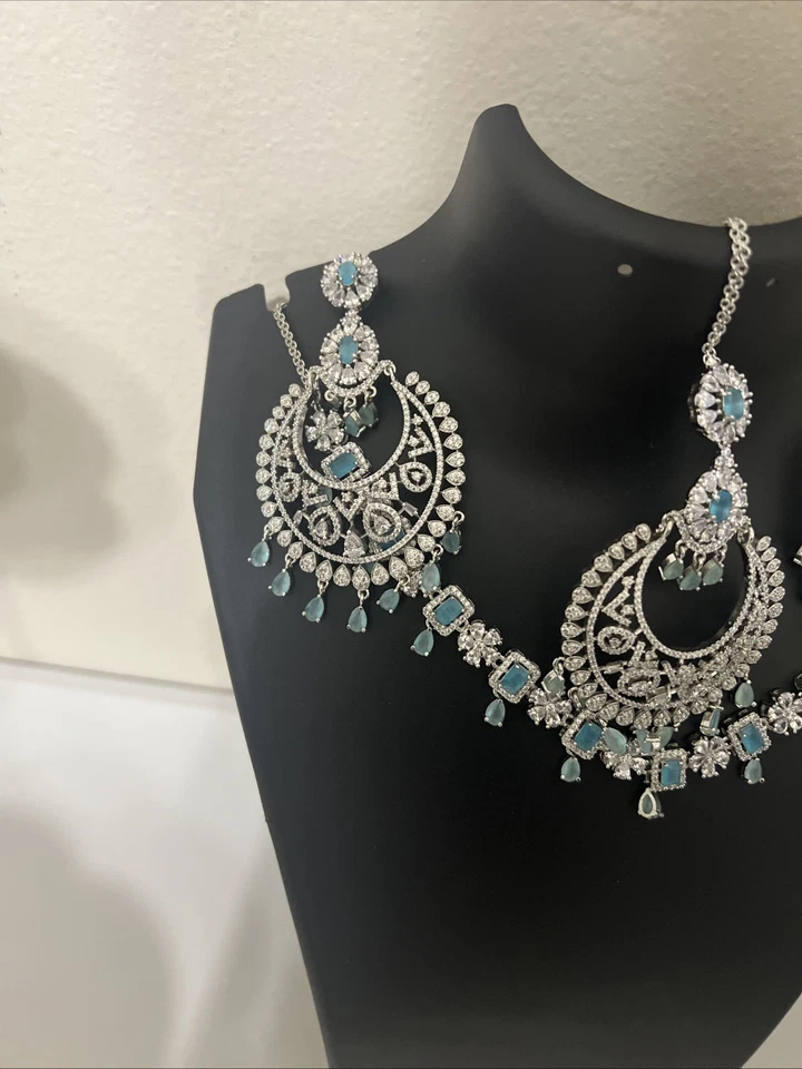 Beautiful Ad Jhumki Earings and Necklace Set - Image 2 of 4