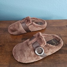 Kate Spade New York Halo Clogs Hot Fudge Faux Fur Womens Slippers Size 9 EUC