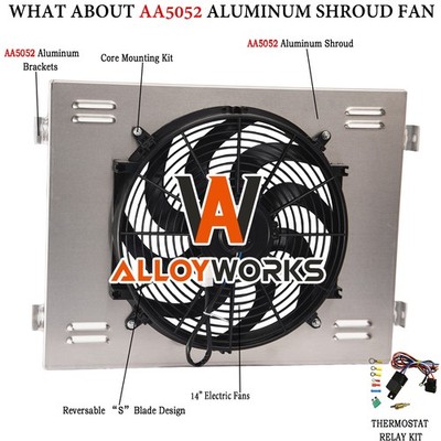 Aluminum Electric Shroud 14'' Fan Relay For 1955 1956 1957 Chevy Bel Air/Nomad V8