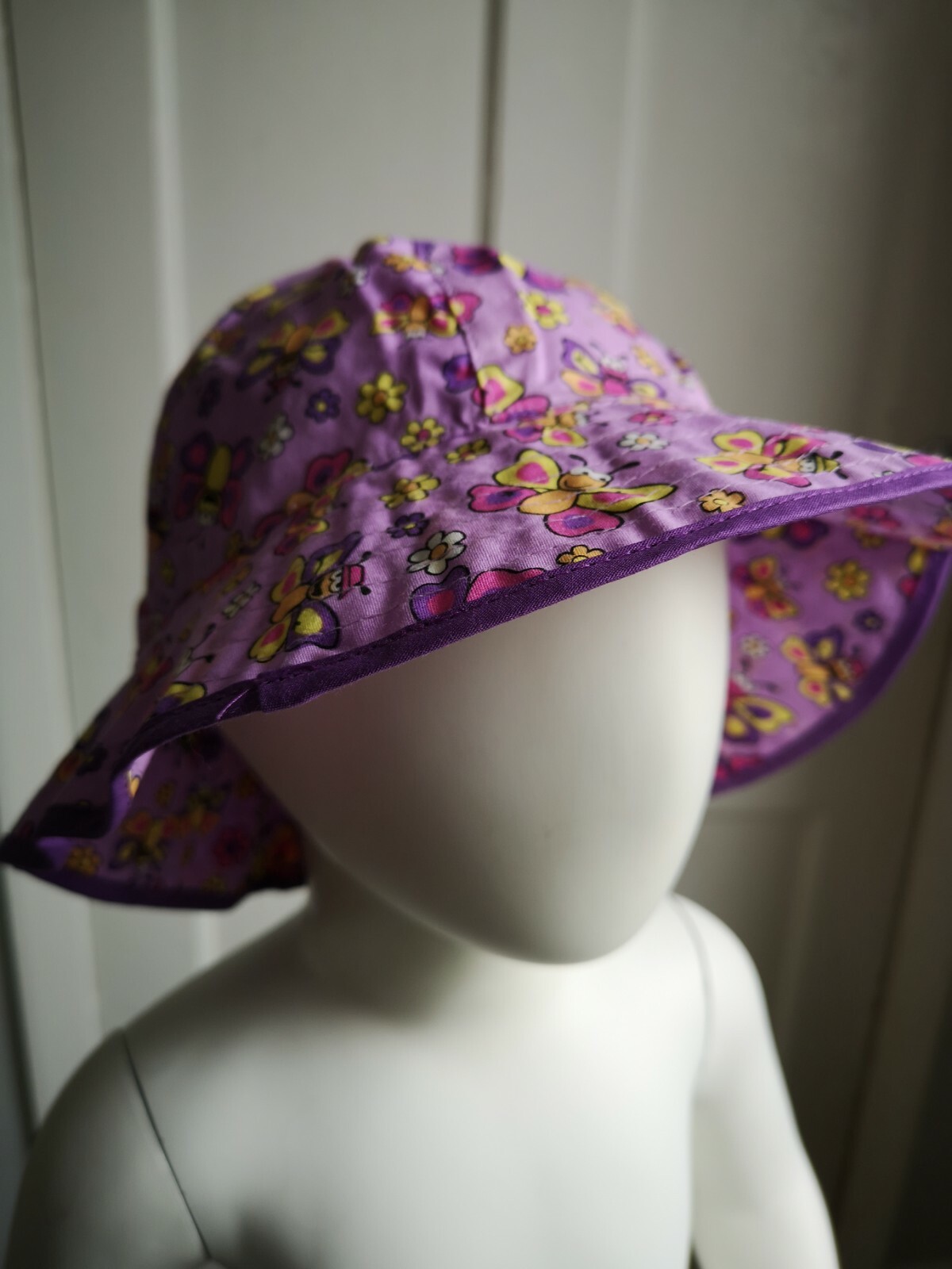 NEW Kids Sun Hat Butterfly Baby Girl Purple Summer 3-6 years