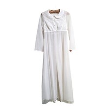 Vtg Shadowline Sheer Robe Lace Bodice Yoke Open Bottom Petite XXS Pearl Button