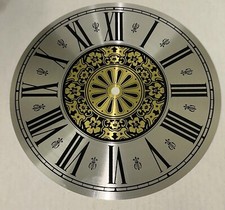 Roman Numeral Circle Clock Dial Face Floral Silver Gold Metal w/ 9.5" Diameter
