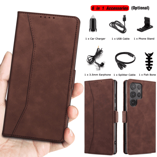 Custodia portafoglio pieghevole in pelle per Samsung Galaxy S22 Ultra 5G / accessori - Foto 19 di 24