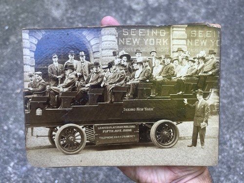 Kabinettkarte mit Blick auf das NY Flat Iron Building Tour Bus Foto aus den 1920er Jahren - Bild 7 von 14