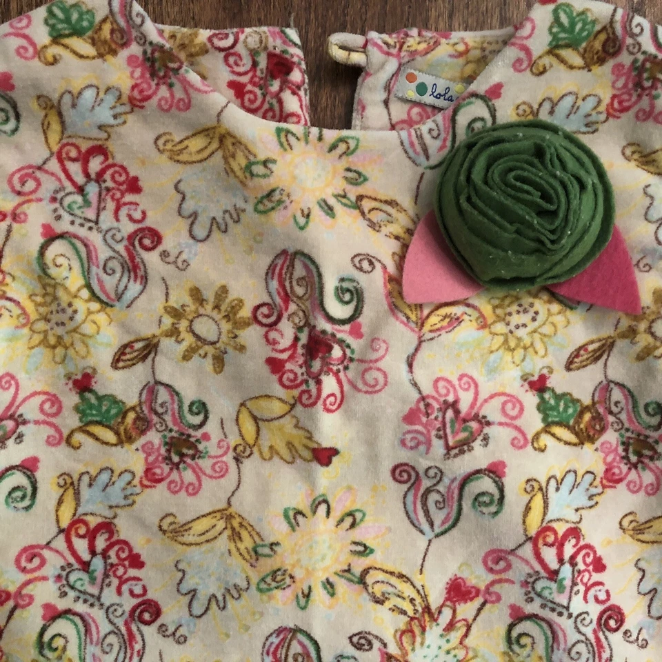 Vestido Lola Et Moi Niñas Barroco Floral Algodón Cepillado Pana Talla 6-7 Foto 2 de 4
