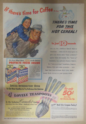 Ralston Cereal Ad: There's Time For Hot Cereal from 1940's Size: 11 x 15 inches