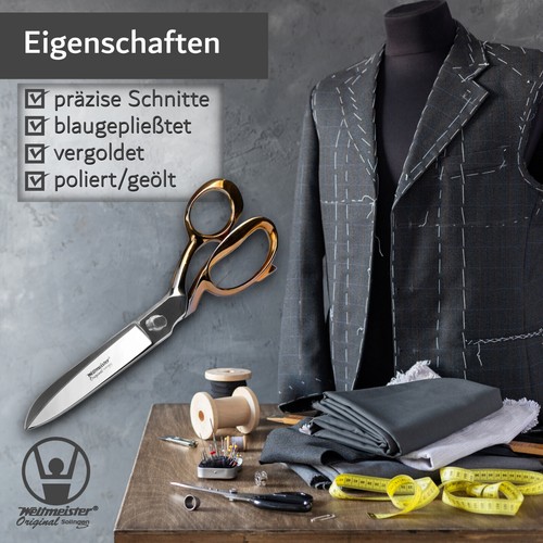 WELTMEISTER Solingen Germany Schneiderschere (vergoldet) 7" - 10", Stoffschere - Bild 3 von 25