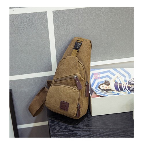 Borsa a tracolla da uomo in tela impermeabile da viaggio tracolla borsa sul petto - Foto 17 di 29