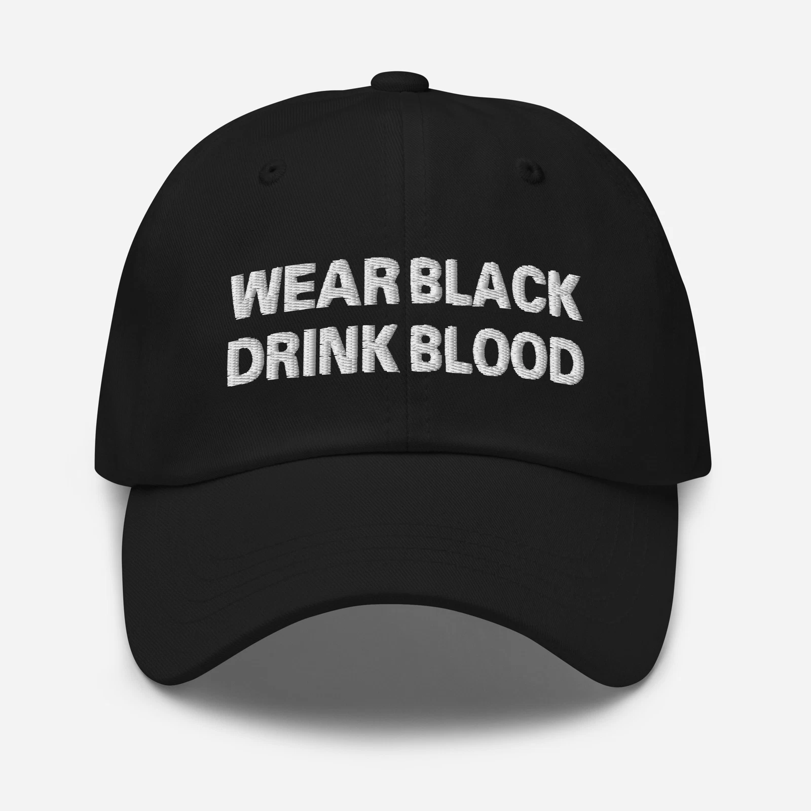 Wear Black Drink Blood Embroidered Baseball Cap Goth Fashion Dad hat