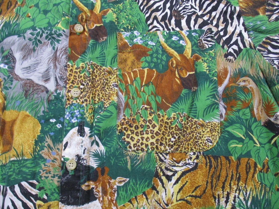 Vintage Tango Shirt Mens XL Green Max Raab Button Up African Safari Animals - Image 2 of 4