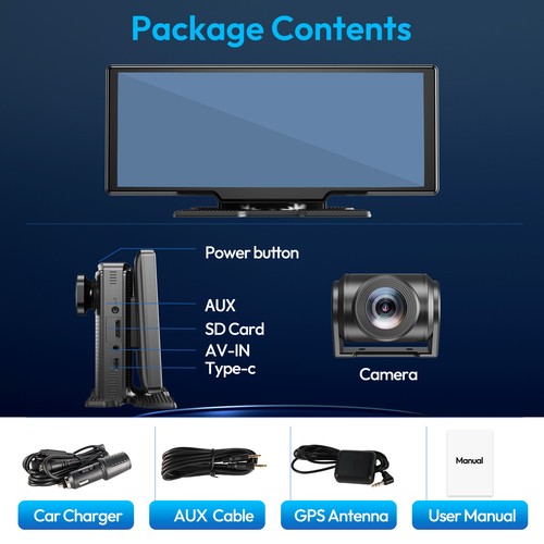XGODY 10.26" 4K Dash Cam Car Stereo Wireless Carplay & Android Auto Touch Screen - Picture 18 of 18