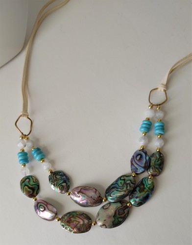 BARSE Genuine Abalone & Magnasite Leather Necklace MSRP $88 - Picture 2 of 2