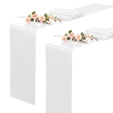 2 Pack White Table Runners 12 x 108 Inch Rectangular Smooth Satin Silk Table ...