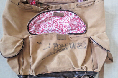 Vintage Levi's Leather Cotton Canvas Graphic Backpack | eBay