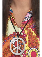 Smiffys Hippie Friedensmedaillon Silber Kette Erwachsene 60Er Jahre Fancy Dress