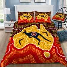 Aboriginal Australia Print Doona / Duvet Cover and 2 Pillow Slips
