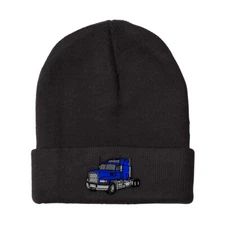 Beanies for Men Royal Blue Semi Truck Driver Embroidery Acrylic Skull Cap