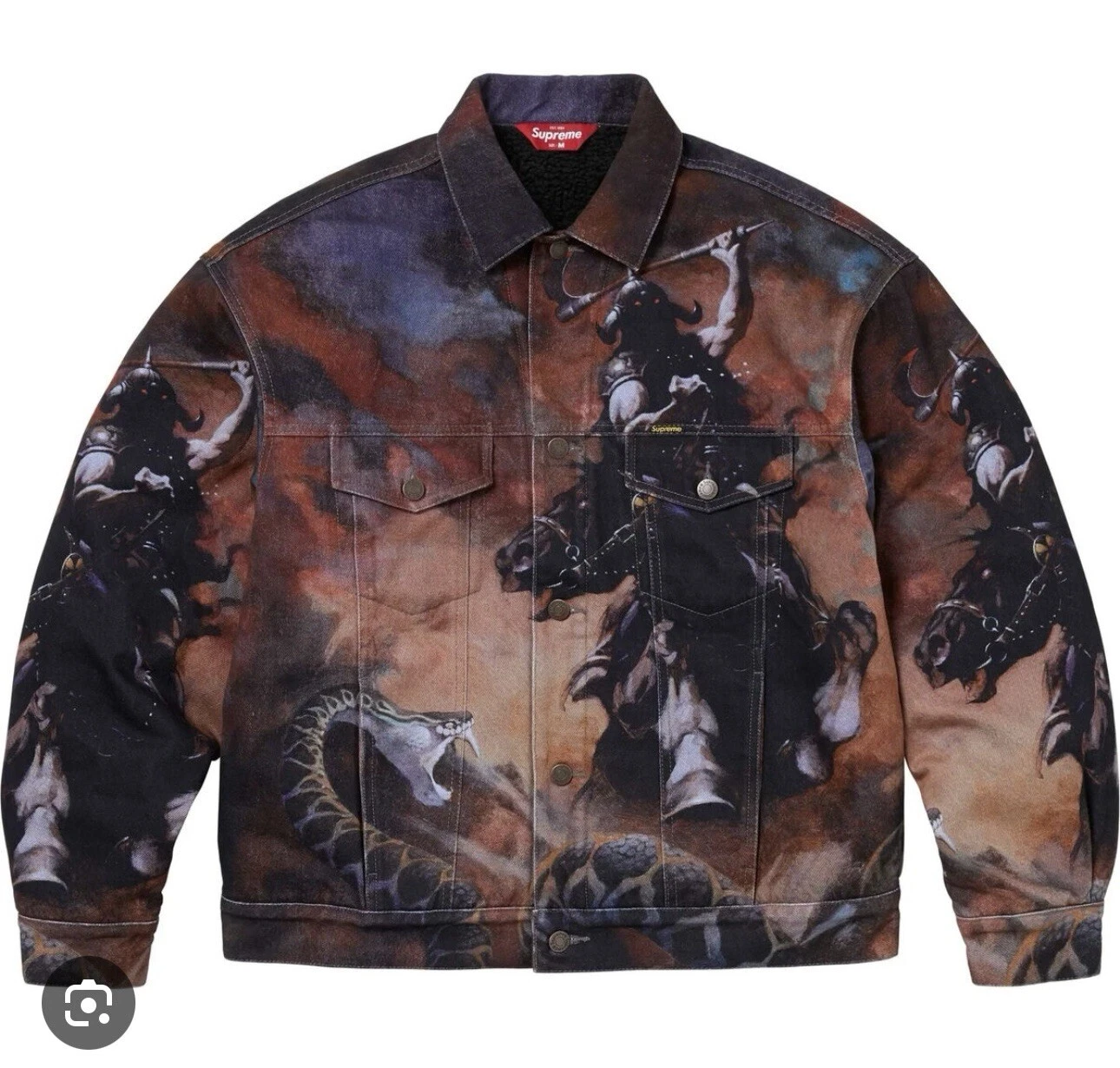 Veste camionneur Supreme x Frank Frazetta fausse peau de mouton taille XXL LIVRAISON RAPIDE
