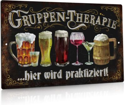 Putuo Decor Lustige Bar Schild Retro: ''Gruppen-Therapie - Hier wird praktiziert''