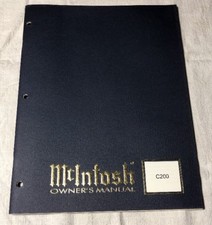 MCINTOSH C200 PREAMPLIFIER/CONTROLLER ORIGINAL OWNER'S MANUAL M701