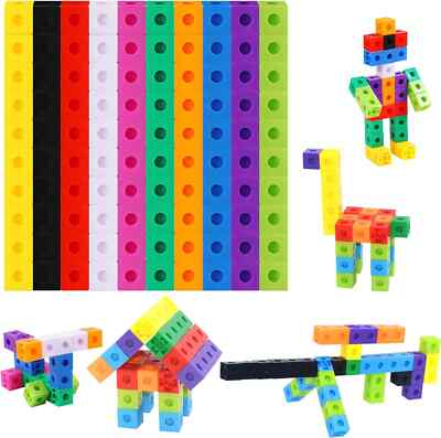 SpriteGru Math Linking Cubes, Set of 100 Cubes Manipulative Connecting... 