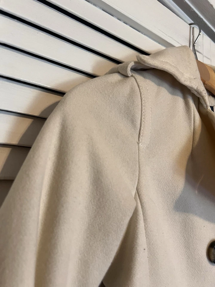 Chaqueta Abrigo GAP Mujer Talla Pequeña S Guisante Mezcla Lana Marfil Botón Frontal Foto 3 de 4