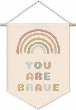 You are Brave Canvas Banner Nursery Wall Art Hanging Flag Kids Baby Room Decor