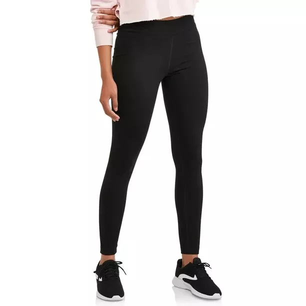 Athletic Works Mid Rise Slim-Leg Legging (Women) - Black Size MEDIUM (8-10)