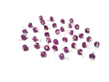 50 sztuk Magenta Chalcedon Rondelle Faceted 3-4mm Koraliki Srebrny drut Owinięte ogniwo