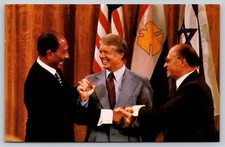 Vintage Postcard President Jimmy Carter Anwar Sadat Menachem Begin Historic Trio