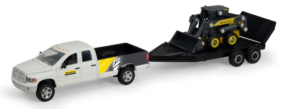1:64 ERTL *NEW HOLLAND* Dodge Ram Pickup Truck w/Trailer & L170 Skidsteer *NIP* - Image 2 of 2